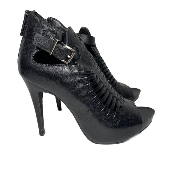 BCBGeneration Black Woven Cage Heels Size 8M - Picture 3 of 10